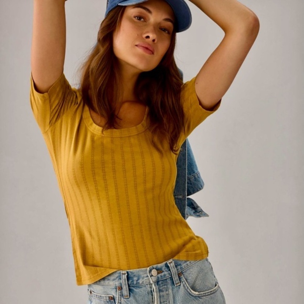 Pilcro pointelle scoop neck t-shirt